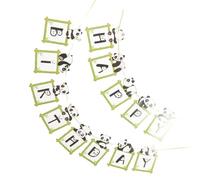 Mipcase Pancarta de Cumpleaños Colgante Temática Panda Decoración para Fiesta de Cumpleaños Banderín de Papel Reutilizable 1 Juego para Celebraciones Infantiles