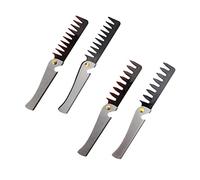 Mipcase Peine Plegable De Acero Inoxidable 4 Piezas Tamaño Compacto Para Hombre y Mujer Uso Portátil Para Cabello y Barba Abridor De Botellas Color Negro y Ámbar