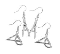 Mipcase Pendientes Colgantes De Arquitecto Brújula y Regla Triangular Aleación Creativos Para Mujer Uso Diario Diseño Original Conjunto De 2 Pares