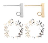 Mipcase Pendientes de Botón y Barra en T de Acero Inoxidable 40 Piezas 20 Dorados 20 Acero 20X10 MM Accesorios para Joyería DIY Ligeros y Resistentes Ideales para Creación y Uso