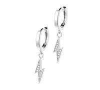 Mipcase Pendientes Thunderstreak Forma de Rayo para Señora, Clip de Oreja, Plateados Blanco Platino, Accesorios Urbanos para Mujer, Joyería Ligera y Duradera, Diseño Street, Talla Única