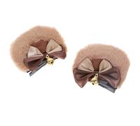 Mipcase Pinzas Cabello con Orejas de Oso 3d en Color Marrón Camel, Accesorio Cosplay con Lazo de Cinta y Cascabel, Set de 1 Par de Clips Suaves para Mujer y Niña, Adecuado para Disfraces