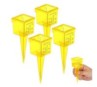 Mipcase Pluviómetro Amarillo Medición Precisa de Lluvia de Plástico Paquete de 4 Piezas Diseño Liso y Resistente Exterior para Jardín y Césped