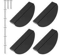 Mipcase Pomo Semicircular de Armario, Manija del Gabinete, Aluminio Espacial, Negro, 4 Piezas, para Armarios y Puertas Interiores, Uso en Salón y Baño