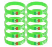 Mipcase Pulseras Deportivas de Silicona para Fanáticos de Fútbol, 10 Piezas, Diseño Bandera de México, Resistentes al Agua y Sudor, Tamaño Ajustable, Ideales para Eventos Deportivos
