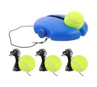 Mipcase Reboteador de Balones de Tenis Base Antideslizante Azul y 4 Balones Cuerda Elástica, Equipo de Entrenamiento Individual para Cancha y Casa