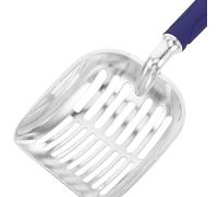 Mipcase Recogedor de Excrementos para Gatos Metálico Grande 35X135X5 CM Pala de Malla Antiadherente Azul Orificios para Tamizar Arena y Mango Ergonómico para Limpieza Doméstica y Viajes