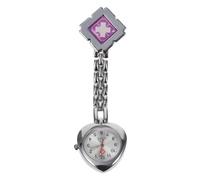 Mipcase Reloj Colgante De Aleación Clip para Pecho, Reloj Médico De Bolsillo Puntero Luminoso, Accesorio para Enfermeras y Médicos, Color Morado Rombo, Tamaño Compacto