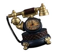 Mipcase Reloj de Mesa Modelo de Teléfono Vintage en Resina Dorada, Decoración Artística para Hogar y Mesita de Noche, Adorno Estético y Creativo