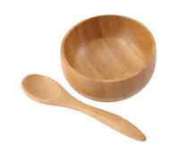 Mipcase Set de Cuenco y Cuchara para Mezclar Mascarillas de Bambú Natural, Mini Tamaño, Herramienta Cuidado Piel Femenina en Casa, Reutilizable y Ecológica, Kit de Masaje Facial