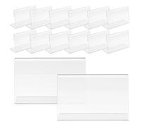 Mipcase Soportes Transparentes para Letreros de Mesa 9X6 CM L Forma Acrílico Resistente Porta Etiquetas para Bodas y Restaurantes Exhibidores Inclinados para Carteles y Menús Base