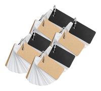 Mipcase Tarjetas Didácticas en Blanco 8 Piezas Anilla Metálica para Estudiantes, Papel Kraft y Negro, Portátil para Estudio y Planificación Diaria