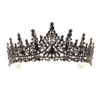 Mipcase Tiara de Boda Barroca Negra Gemas de Imitación Diadema Nupcial para Mujer Accesorio Elegante para Eventos Obsequios y Sesiones de Fotos