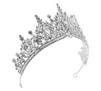 Mipcase Tiara de Cristal para Novias Barroca Plateada Número 1, Diadema de Boda en Tonos Claros con Gemas de Imitación, Tocado Elegante para Fiestas, Desfiles y Cumpleaños, Accesorio