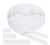 MIPIACE Cremallera por Metros 20mx2.8cm Nylon 4.2mm Cortable con 20 Tiradores Blancos para Ropa y Cama