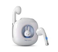 MIPOW x Miffy - Auriculares inalámbricos BT5.3 2025, diseño de conejo, IPX7, tiempo de reproducción de 36 horas con funda, cancelación de ruido AI ENC, auriculares deportivos y de trabajo (azul cielo)
