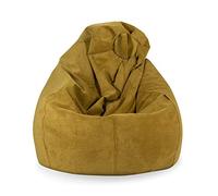 Mipuf.es - Puff Pera Pana - Bean Bag - Puff Gigante - Puff con Relleno Incluido. Puf se amolda a tu Cuerpo. Puf amoldable, Doble Cremallera Dormitorio o habitación 130x80x80 cm. Mostaza