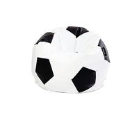 MiPuf - Puff Futbol | Puff Balon Futbol | Puff con Relleno Incluido 60cm | Puff Salon Tejido Polipiel Alta Resistencia | Puff Infantil para Habitacion Juvenil | Puff Infantiles | Puff Blanco y Negro