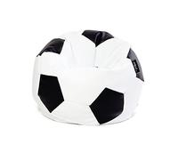 MiPuf - Puff Futbol | Puff Balon Futbol | Puff con Relleno Incluido 90cm | Puff Salon Tejido Polipiel Alta Resistencia | Puff Infantil para Habitacion Juvenil | Puff Infantiles | Puff Blanco y Negro