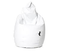 MiPuf - Puff Pera XL Blanco | Puff con Relleno Incluido EPS de Alta Recuperación | Fabricado en España con Tejido Polipiel Alta Resistencia | Puf Gran Comodidad Doble Costura y Doble Cremallera