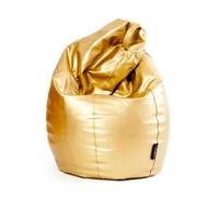 MiPuf - Puff Pera XL Dorado | Puff con Relleno Incluido EPS de Alta Recuperación | Fabricado en España con Tejido Polipiel Alta Resistencia | Puf Gran Comodidad Doble Costura y Doble Cremallera