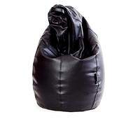 MiPuf - Puff Pera XL Negro | Puff con Relleno Incluido EPS de Alta Recuperación | Fabricado en España con Tejido Polipiel Alta Resistencia | Puf Gran Comodidad Doble Costura y Doble Cremallera