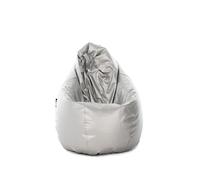 MiPuf - Puff Pera XL Plata | Puff con Relleno Incluido EPS de Alta Recuperación | Fabricado en España con Tejido Polipiel Alta Resistencia | Puf Gran Comodidad Doble Costura y Doble Cremallera