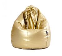 MiPuf - Puff Pera XXL Dorado | Puff con Relleno Incluido EPS de Alta Recuperación | Fabricado en España con Tejido Polipiel Alta Resistencia | Puf Gran Comodidad Doble Costura y Doble Cremallera