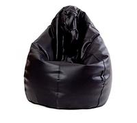 MiPuf - Puff Pera XXL Negro | Puff Salon Polipiel Alta Resistencia | Puff Gigante | Puff con Relleno Incluido | Puff Infantil y Adulto | Puff Dormitorio | Puf Doble Costura y Doble Cremallera
