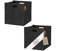 Miqio® Caja de almacenamiento de diseño de fieltro, juego de 2 unidades, 30 x 30 x 30 cm, organizador, caja plegable, cesta de almacenamiento, caja Kallax, color gris oscuro