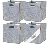 Miqio® Juego de 4 cajas de almacenamiento de fieltro de diseño, 30 x 30 x 30 cm, organizador, caja plegable, cesta de almacenamiento, caja de almacenamiento Kallax, color gris claro