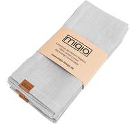 MIQIO® Servilletas de tela de diseño 100% lino francés - Juego de 6 servilletas de tela - lavable a 60° - 45 x 45 servilletas de lino - Marca Label de piel auténtica (gris claro)