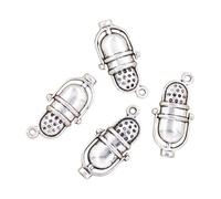 MIQNEEIDEIP Charrms - 6 colgantes de micrófono retro Mike de 26 x 13 mm, diseño antiguo, bronce vintage, color plateado, joyería hecha a mano