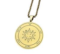 MIQNEEIDEIP Llavero unisex de seis puntas de coche para mujeres y hombres, de acero inoxidable, color dorado, luna mística, amuleto colgante de Solomoncar, joyería de lujo con accesorios de moda y