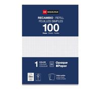 Miquelrius - Recambio 100 Hojas, Cuadrícula de 4 mm Sin Margen, Tamaño A4, Sin Taladros, Papel de 90 g/m²