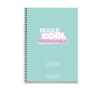 Miquelrius - Agenda Escolar 25-26, Planificación 10 meses: de Septiembre 2025 a Junio 2026, Tamaño 117 x 174 mm, Día Página, Cubierta de Cartón Forrado, Espiral Metálico Blanco, Español-Inglés