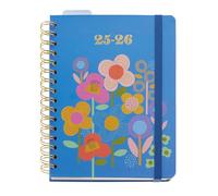 Miquelrius - Agenda 2025 2026 Día Página, 12 meses de Septiembre 25 a Agosto 26, Wire-O, Multilingüe, Cierre con Goma, Pegatinas, Tamaño similar a A5 (170 × 218 mm), Happy Flowers