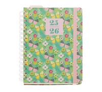 Miquelrius - Agenda 2025 2026 Día Página, 12 meses de Septiembre 25 a Agosto 26, Wire-O, Multilingüe, Cierre con Goma, Pegatinas, Tamaño similar a A5 (170 × 218 mm), Butterfly Garden