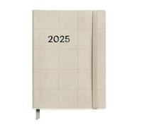 Miquelrius - Agenda 2025, Agenda anual 122x168 mm, Agenda día página, Cubierta flexible símil piel cosida, Papel 80 g/m², Español, Inglés y Portugués, Color crema