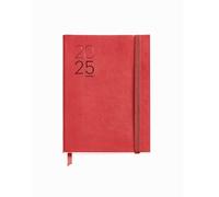 Miquelrius - Agenda 2025, Agenda anual 122x168 mm, Agenda semana vista, Cubierta flexible símil piel cosida, Papel 80 g/m², Español, Inglés y Portugués, Color rojo