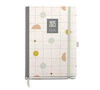 Miquelrius - Agenda 2025, Agenda anual 155x213 mm, Agenda día página, Cubierta cartón forrado plastificado, Espiral, Cierre goma elástica, Papel 80 g/m², Español, Inglés y Portugués, Silvia, MR22274