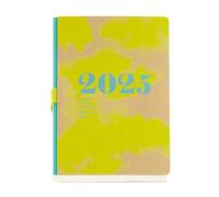 Miquelrius - Agenda 2025, Agenda anual 155x213 mm, Agenda día página, Cubierta cosida de cartón kraft, Papel sostenible 100 g/m², Goma portabolígrafos, Español, Inglés y Portugués, Nubes