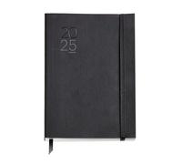 Miquelrius - Agenda 2025, Agenda Anual 155x213 mm, Agenda día página, Cubierta flexible símil piel cosida, Papel 80 g/m², Catalán, Inglés y Portugués, Color negro