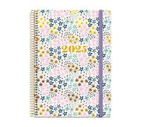 Miquelrius - Agenda 2025, Agenda anual 155x213 mm, Agenda semana vista, Cubierta cartón forrado plastificado, Espiral, Cierre goma elástica, Papel 80 g/m², Catalán, Inglés y Portugués, Spring