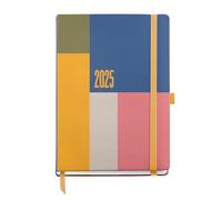 Miquelrius - Agenda 2025, Agenda anual 155x213 mm, Agenda semana vista, Cubierta cartón forrado plastificado, Espiral, Cierre goma elástica, Papel 80 g/m², Español, Inglés y Portugués, Color block