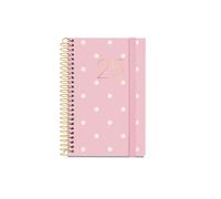 Miquelrius - Agenda 2025, Agenda anual 80x120 mm, Agenda día página, Cubierta cartón forrado plastificado, Espiral, Cierre goma elástica, Papel 80 g/m², Catalán, Inglés y Portugués, Polka dots