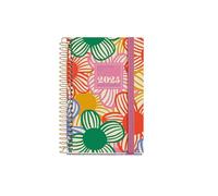 Miquelrius - Agenda 2025, Agenda anual 80x120 mm, Agenda semana vista, Cubierta cartón forrado plastificado, Espiral, Cierre goma elástica, Papel 80 g/m², Catalán, Inglés y Portugués, Flowery