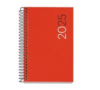 Miquelrius - Agenda 2025, Agenda anual 80x120 mm, Agenda semana vista, Cubierta flexible polipropileno, Espiral, Papel 80 g/m², Español, Inglés y Portugués, Color rojo