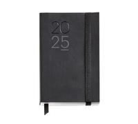 Miquelrius - Agenda 2025, Agenda Anual 90x140 mm, Agenda semana vista, Cubierta flexible símil piel cosida, Papel 80 g/m², Catalán, Inglés y Portugués, Color negro