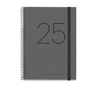 Miquelrius - Agenda 2025, Página 155x213 mm, Cubierta Reciclada Cartón Forrado, Papel 100 g/m², Cierre Goma, Catalán, Inglés y Portugués